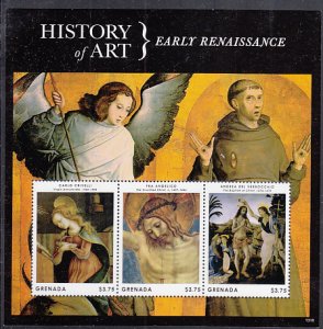 Grenada 2013 MNH Sc #3891 Souvenir sheet of 3 Early Renaissance History of Art