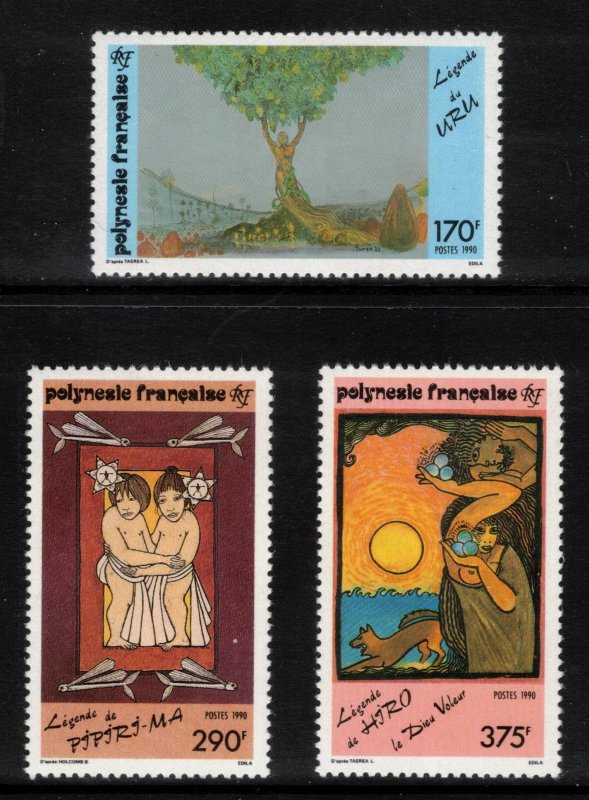 FRENCH POLYNESIA 1990 Legends; Scott 549-51, Yvert 368-70; MNH