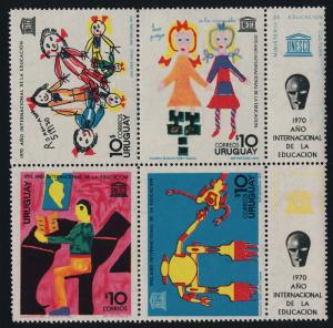 Uruguay 789a + labels MNH Children's Art, UNESCO