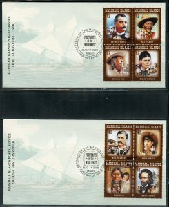 MARSHALL ISLANDS 2008 PORTRAITS OF THE WILD WEST ON FOUR FIRST DAY COVERS 