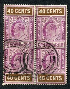 Ceylon Telegraph SGT170 40c PAIR Whole Stamp Cat 17++ pounds