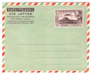 ETHIOPIA Postal Stationery AIR LETTER 25c Unused{samwells-covers}MA127