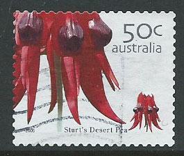 Australia SG 2534e Perf 13   Used  Sturt’s Desert Pea