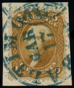 USA Scott# 67a USED VF Blue Baltimore Town CXL PF Cert SCV $1130 (55827)