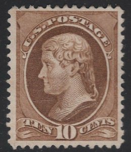 US Scott # 209 10c Jefferson Unused Mint NG / Well Centered