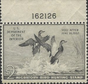 US Scott #RW18 Mint Light Hinge PB Single 1951 US Federal Duck Stamp