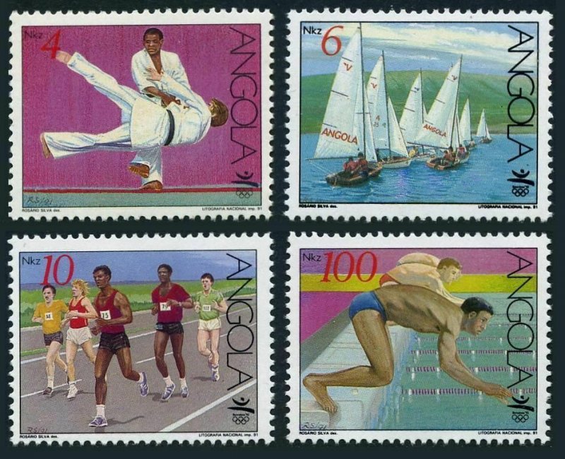 Angola 808-811,MNH.Mi 859-962. Olympics Barcelona-1992. Judo, Sailing, Running, 