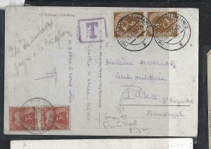 FRANCE COVER (P0812BB) 1953  INCOMING PPC FROM GERMANY POSTAGE DUE 3FX2 