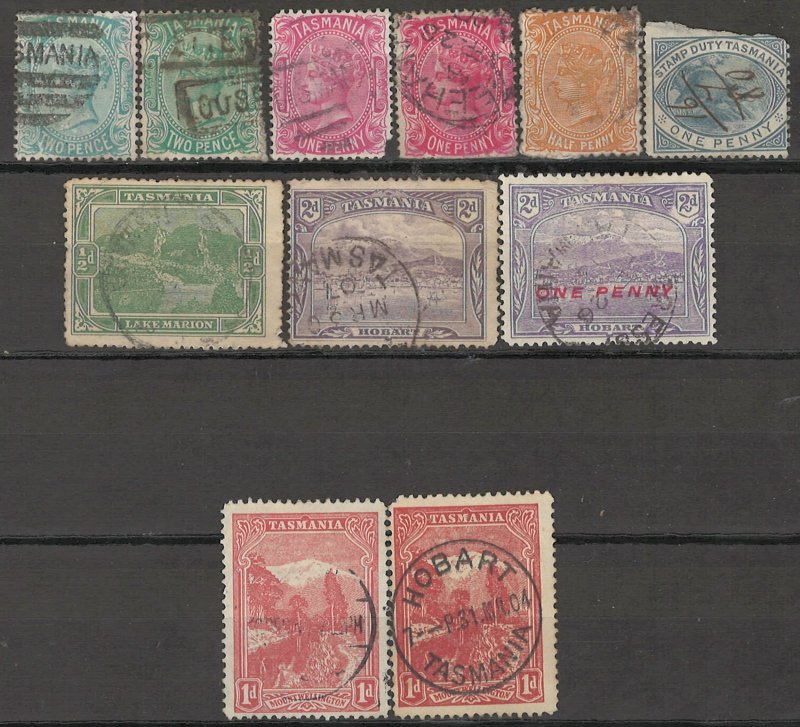 COLLECTION LOT OF #1757 AUSTRALIA STATE TASMANIA  11 STAMPS 1870+ CV=$26