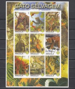 Angola, 2000 Cinderella issue. Wild Cats, IMPERF sheet. Rotary & Scout logos. ^