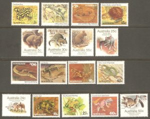 AUSTRALIA Sc# 784 - 800 MNH FVF  Set of 17 Reptiles & Amphibians