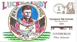 #3184m Lindbergh Flies Atlantic Collins FDC