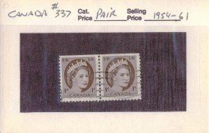 Canada - #337 - USED PAIR FAULT ON CARD  -1954 - Item C758