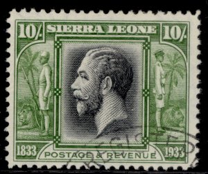 SIERRA LEONE GV SG179, 10s black & sage-green, FINE USED. Cat £500.