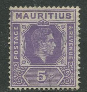 Mauritius - Scott 214 - KGVI Definitives -1938 - FU - Single 5c Stamp