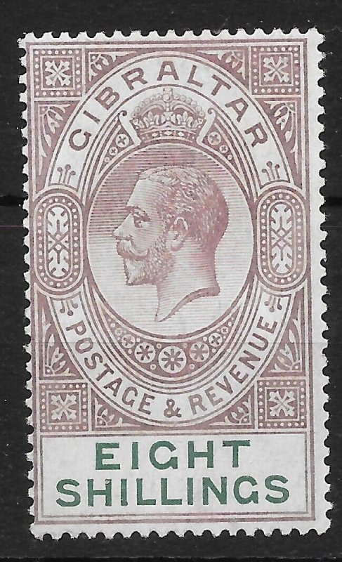 GIBRALTAR SG101 1924 8/= DULL PURPLE & GREEN MTD MINT*