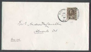 Canada-covers #4634-3c Admiral coil(#134)-Huron Cnty-Exeter,Ont-Jun 12 1934 -