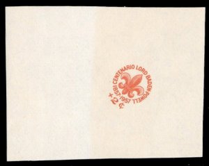 Dominican Republic #B6P, 1957 Boy Scouts, proof of the overprint on stamp pap...