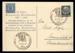 Germany 1936 BERGEDORF Stamp Show Private Postal Card Cover Advertising E G99205