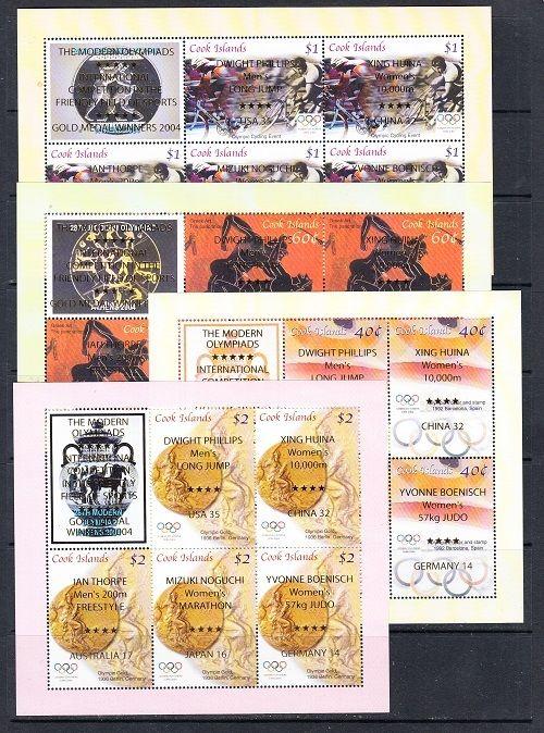 Cook Islands Scott 1266-1269 Mint NH mini-sheets with Winner's ovpt. (scarce)