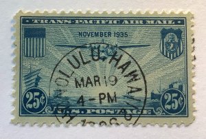 USA 1935 Scott C20  used - 25c, China Clipper over Pacific