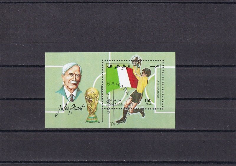 SA18i Western Sahara 1990 Football World Cup used minisheet Cinderella