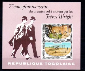 TOGO - 1978 - 2 Stamps - M/S - WRIGHT BROTHERS - AVIATION - 75 YEARS FLIGHT -