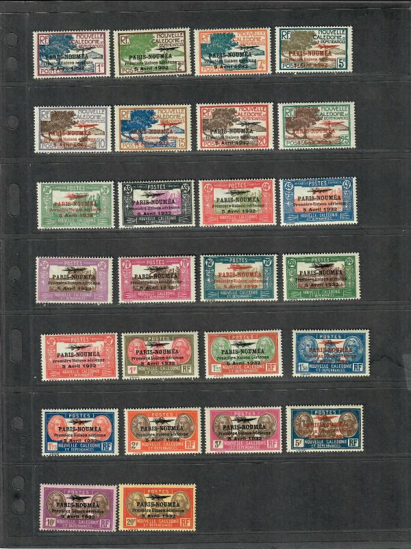 New Caledonia Sc#182-207 M/H/VF, Complete Set, 203+205 Have Tiny Thins