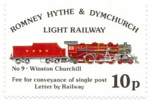 (I.B) Romney Hythe & Dymchurch Railway : Letter Stamp 10p (Winston Churchill)