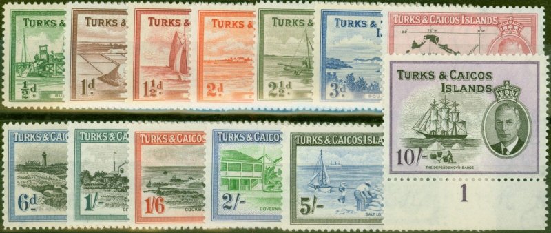 Turks & Caicos Is 1950 set of 13 SG221-233 V.F Very Lightly Mtd Mint