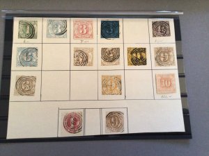 Thurn and Taxis 1852-65 Used stamps on part page Ref 64814