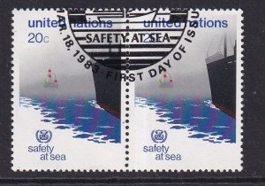 United Nations  New York  #394  cancelled 1983  safety at sea  20c  pair