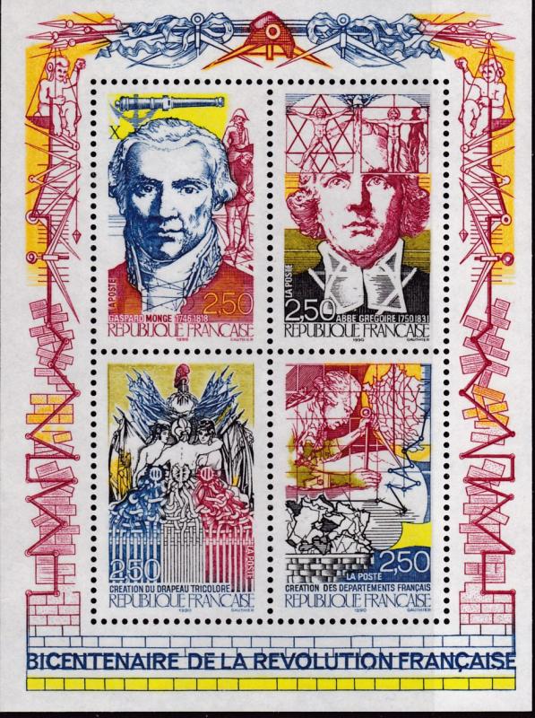 France 1990 Scott 2232 Souvenir Sheet French Revolution Bicentennial VF/NH