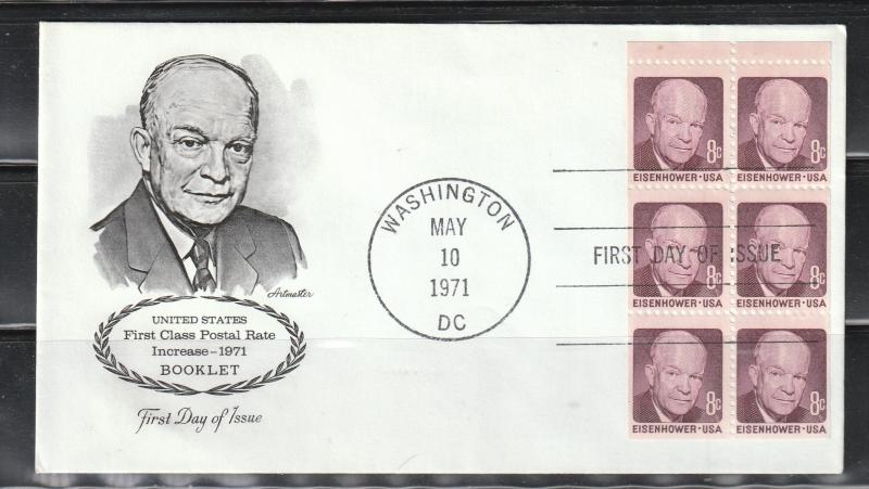 USA Stamps on cover, Scott#1395(b), First day of issue, Booklet pane of 6,