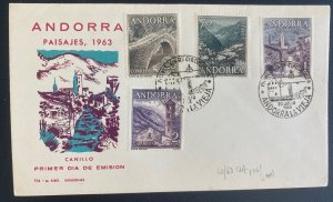 1963 Andorra First Day Cover FDC Sc#60-63 Landmarks