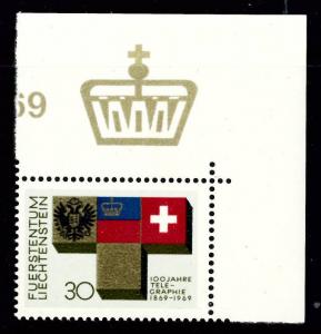 Liechtenstein Scott 461 Mint. Telegram Centenary