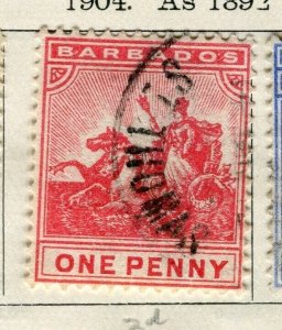 BARBADOS; 1904 early classic QV issue fine used 1d. value