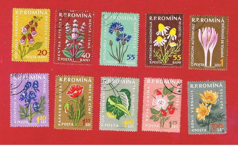 Romania #1298-1307 VF used   Flowers  Free S/H 