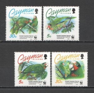 B0174 1993 Cayman Islands Wwf Fauna Birds Parrots #690-693 1Set Mnh