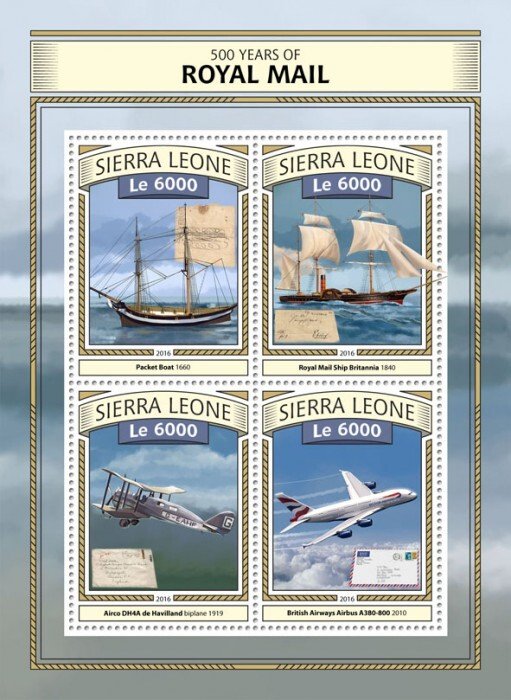 SIERRA LEONE - 2016 - Royal Mail - Perf 4v Sheet - Mint Never Hinged