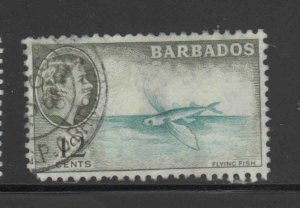 BARBADOS #242      1953-57   12c   QEII & FLYING FISH   USED F-VF   c