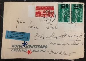 1935 Orselina Germany Front Airmail cover To Berlin Germany Sc. #C19 Re Valued