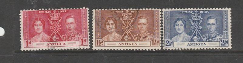 Antigua 1937 Coronation FU SG 95/7