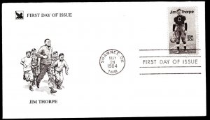 2089 20c Jim Thorpe FDC Reader's Digest cachet May 24, 1984