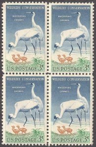 Scott # 1098 - US Block Of 4 - Wildlife Whooping Crane - MNH - 1957
