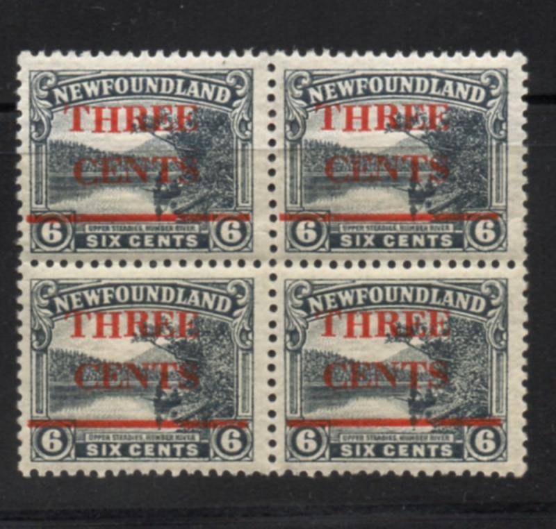 Newfoundland Sc 160 1930 3 c overprint on 6 c stamp block of 4 mint