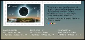 Total Solar ECLIPSE - Apr.8.2024 = Single LG Cut Back BK Page MNH Canada 2024