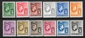 BRITISH VIRGIN ISLANDS 1938  KGVI  PICTORIALS  SET 12 MLH  SG 110/21