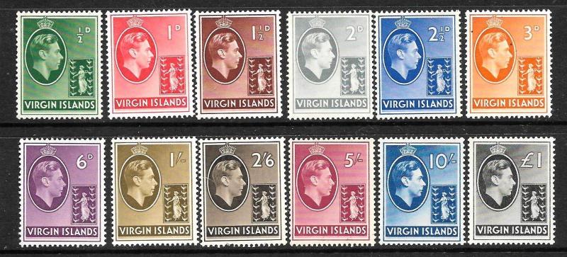 BRITISH VIRGIN ISLANDS 1938  KGVI  PICTORIALS  SET 12 MLH  SG 110/21