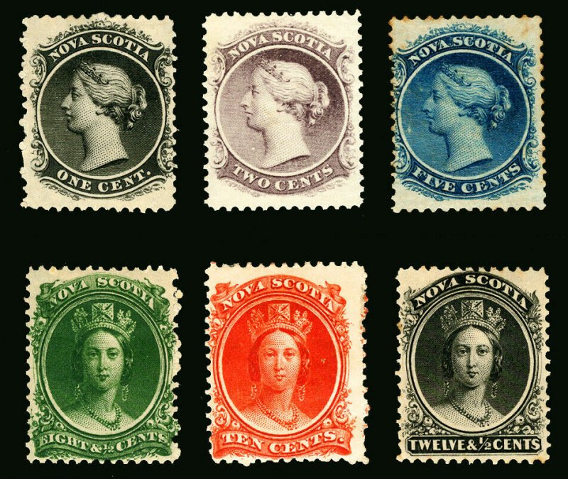 Nova Scotia #8 - #13 1860-1863 1c - 12-1/2c Mint Set Fresh & Bright